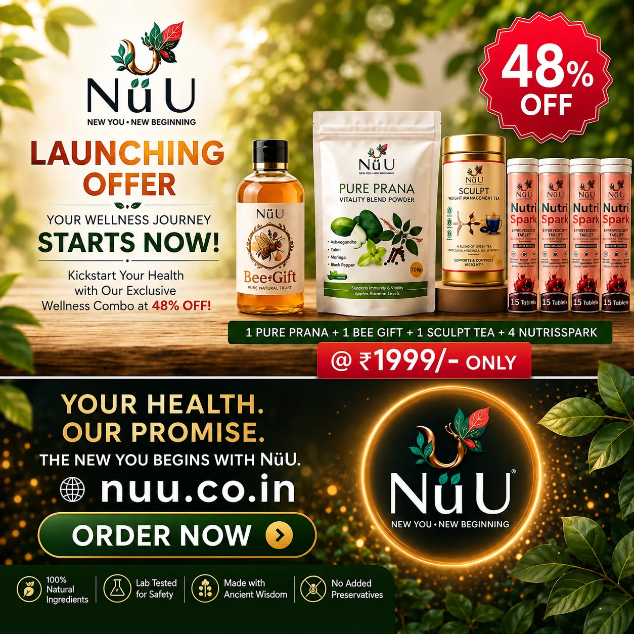 NüU Ultimate Wellness Combo – Pure Nature, Daily Vitality